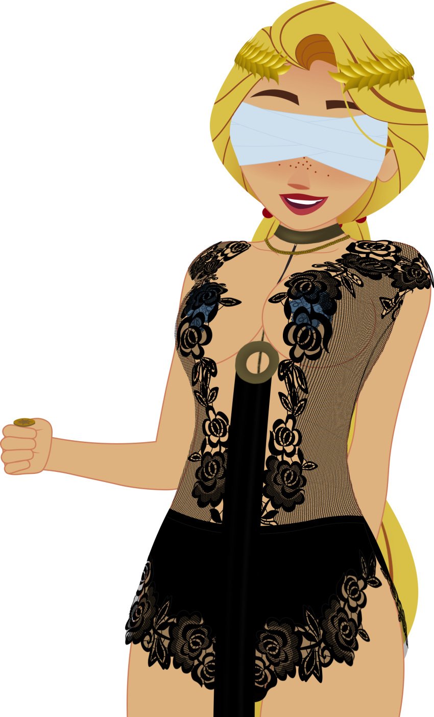 blindfolded blonde_hair coin_flip cosplay disney disney_channel disney_princess eternum female idriel_(eternum) long_hair mehefin013 rapunzel tangled tangled:_the_series transparent_background