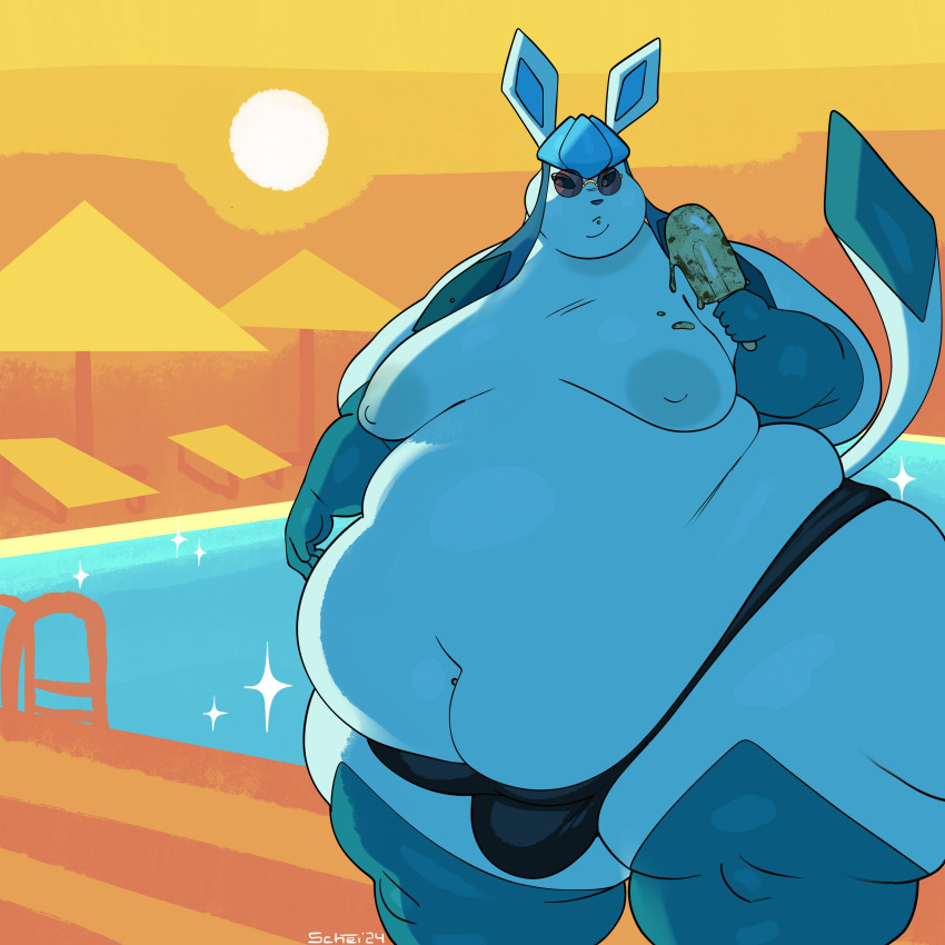 belly big_belly big_penis fat glaceon male male_only moobs morbidly_obese morbidly_obese_male obese obese_male overweight overweight_male penis pokemon pokemon_(species) robuttschei solo_male thick_thighs wide_hips