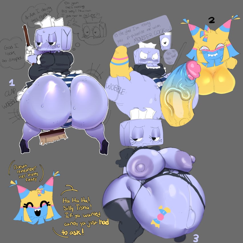 1futa 1girls ass big_ass big_breasts big_penis blue_body breasts cock cofficremer dandy's_world dandys_world female futa_on_female futanari huge_ass huge_breasts lavender_maid_tisha maid nipples pregnancy pregnant pregnant_belly roblox roblox_game tisha_(dandy's_world) yatta_(dandy's_world)