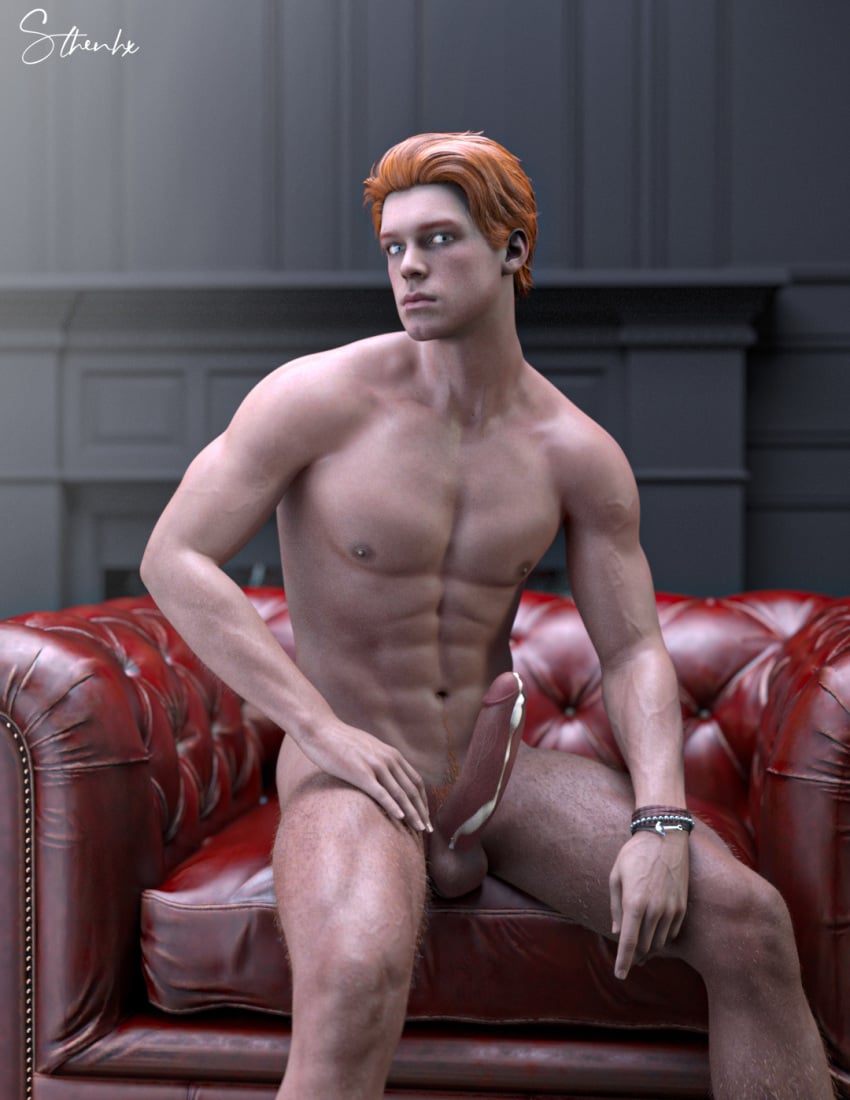 1boy 3d abs big_balls big_penis body_hair cal_kestis cameron_monaghan cum erection ginger jedi:_fallen_order leg_hair legs male male_only muscles muscular nipples pectorals pubic_hair solo star_wars sthenhx