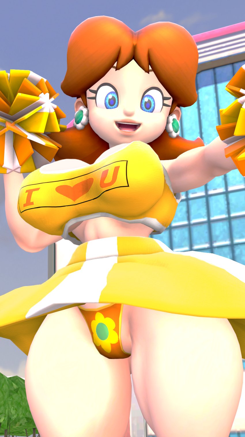 bluewyvern cheerleader cheerleader_outfit cute mario_(series) panties princess_daisy twitter upskirt