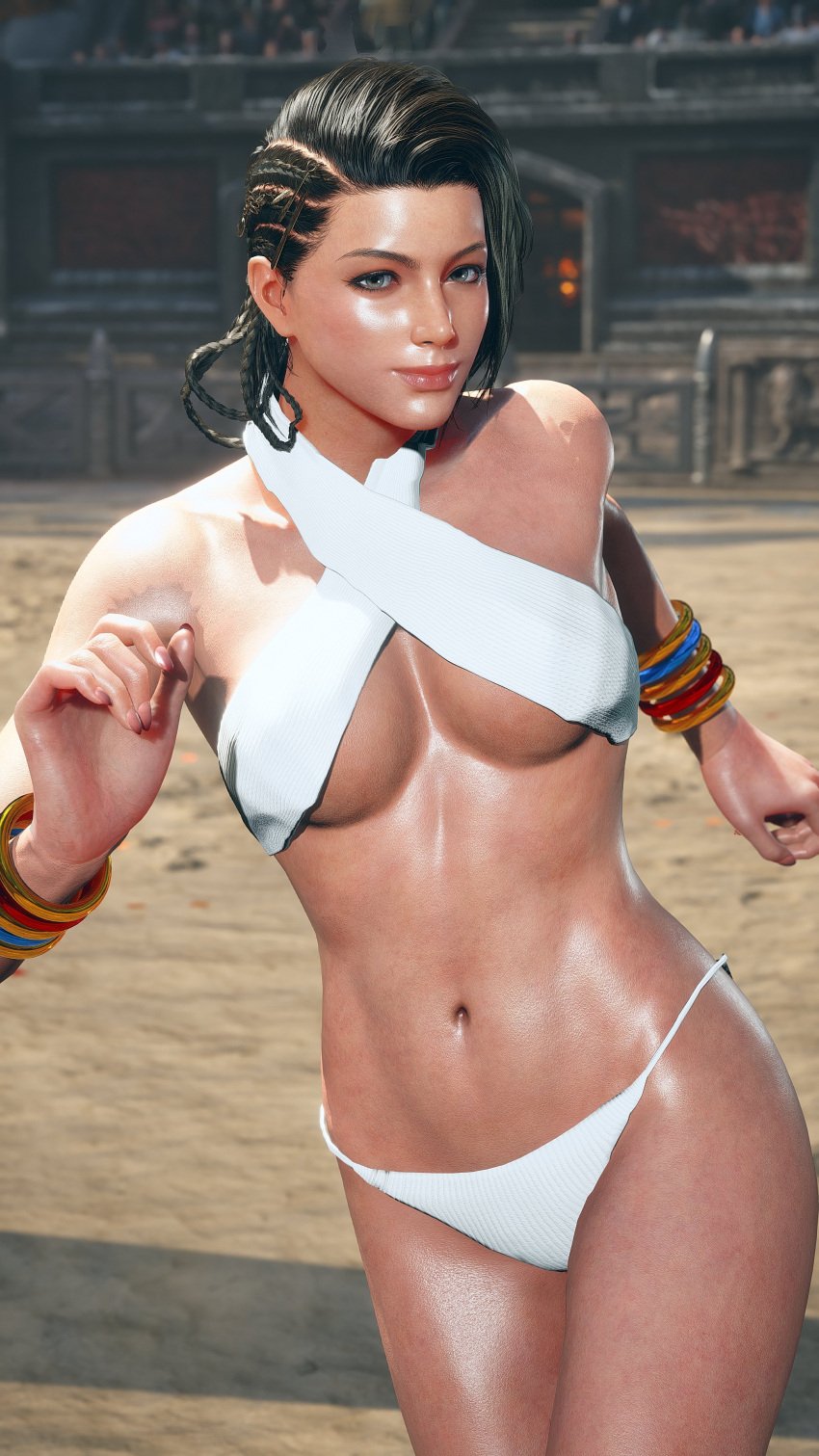 3d ass azucena_milagros_ortiz_castillo bandai_namco beach big_ass big_breasts breasts brown_eyes brown_hair curvy curvy_female curvy_figure dark-skinned_female dark_skin dolphin_shorts earrings elena_(street_fighter)_(cosplay) erect_nipples hair_ornament huge_breasts latina medium_hair mod namco night_club peruvian peruvian_female pose seductive sex shaved_crotch standing sweat tanned tekken tekken_8 thick_thighs video_game_character voluptuous voluptuous_female wide_hips wide_hips3d