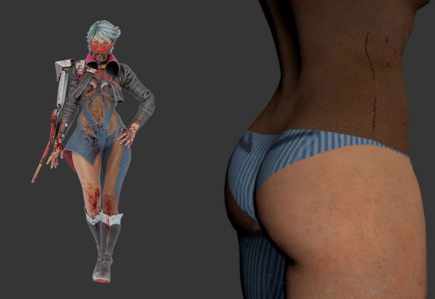 3d 3d_(artwork) adriana_imai big_ass dbd dead_by_daylight game masked_female model the_skull_merchant thick_thighs