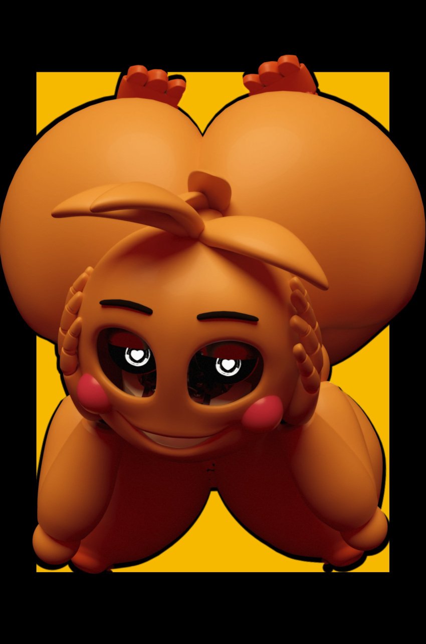 3d 3d_(artwork) animatronic ass big_ass big_breasts big_butt douuuod five_nights_at_freddy's five_nights_at_freddy's_2 robot robot_girl smile toy_chica_(fnaf) toy_chica_(love_taste)