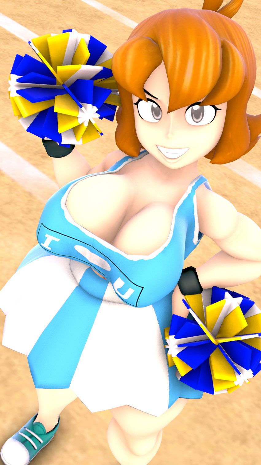 bluewyvern breasts cheerleader cheerleader_uniform cute patricia_wagon pose smile_at_viewer twitter