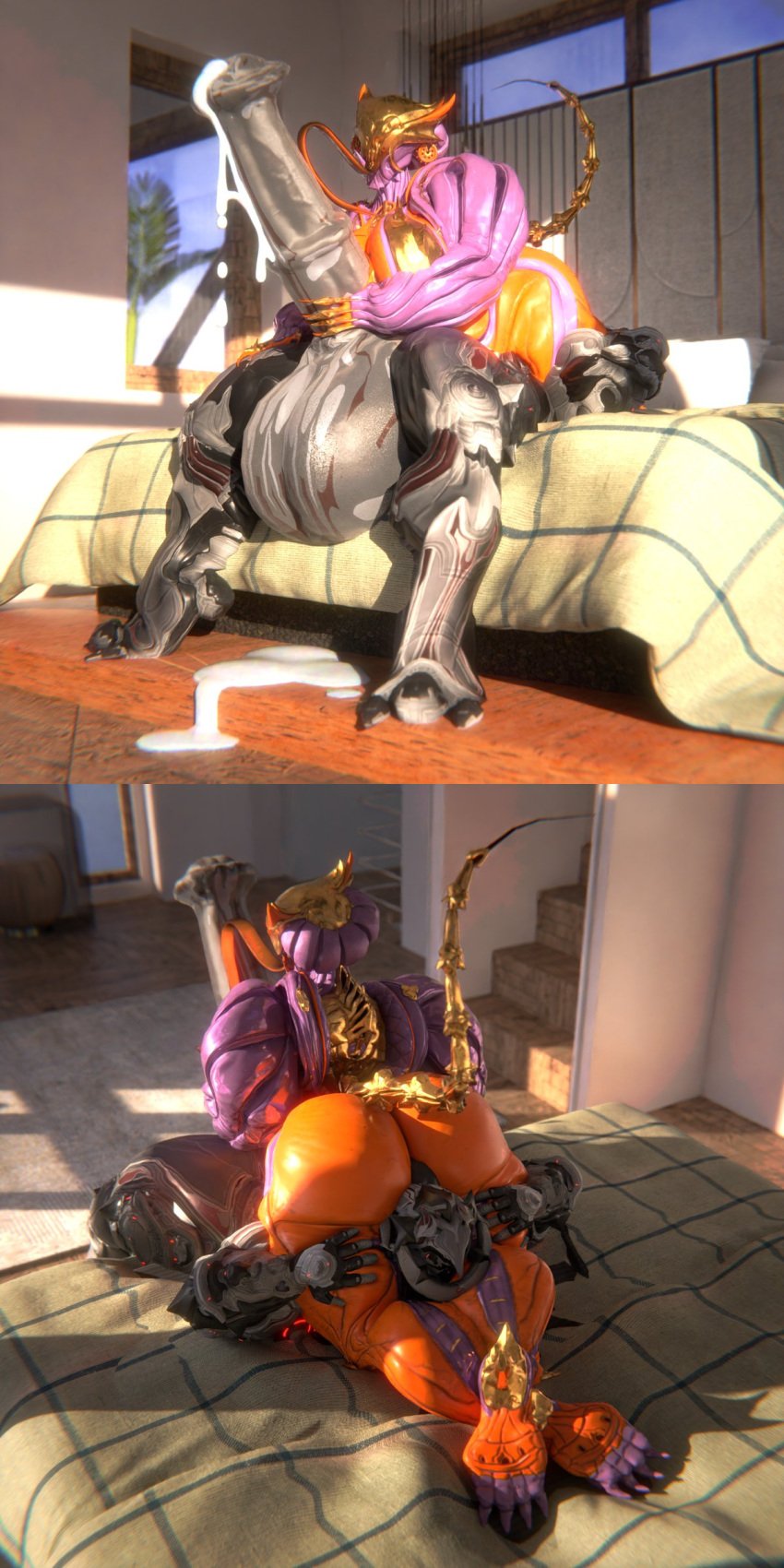 big_ass big_breasts big_penis breasts bubble_butt cleavage facesitting female hildryn_(warframe) huge_ass huge_breasts huge_cock penis qzk_forte tagme thick_thighs valkyr_(warframe) warframe wide_hips