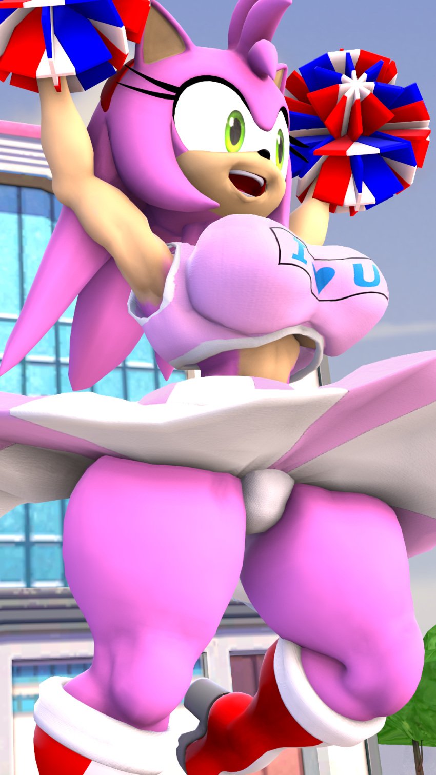 amy_rose big_breasts bluewyvern cheerleader cheerleader_uniform panties sonic_(series) sonic_the_hedgehog_(series) thicc_thighs thighs upskirt