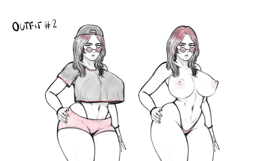 1girls absurd_res billie_eilish breasts female female_only hi_res large_breasts looking_at_viewer nowajoestar original real_person sketch solo thick_thighs thighs thong thong_straps white_background wide_hips