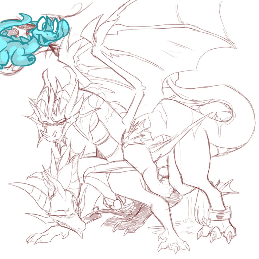 dragon ember_(spyro) mel_the_hybrid sex sketch spyro_the_dragon tagme tail volteer wings