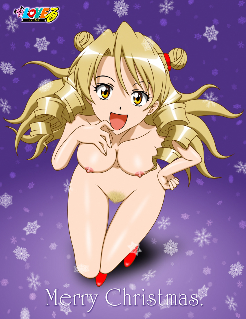 breasts high_resolution medium_breasts nipples nude nude_filter open_mouth pointy_chin pubic_hair pussy smile tenjouin_saki to_love-ru uncensored