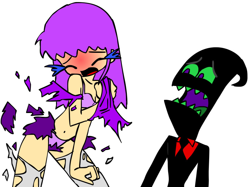 cartoon_network closed_eyes dogh female navel nergal_(tgaobam) open_mouth purple_hair tagme tear the_grim_adventures_of_billy_and_mandy torn_clothes