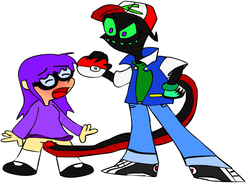 ash_ketchum_(cosplay) cartoon_network cosplay dogh nergal_(tgaobam) pokemon purple_hair the_grim_adventures_of_billy_and_mandy