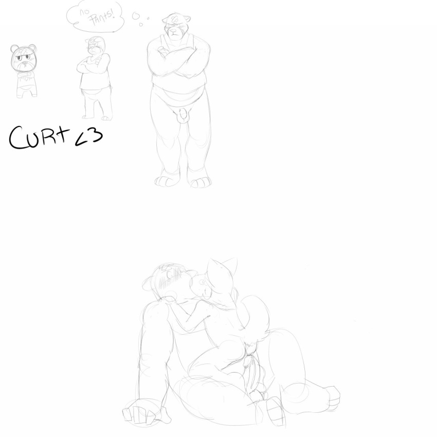 2012 anal animal_crossing balls bear chubby curt_(animal_crossing) mammal nintendo penis sketch ten_(artist) yaoi