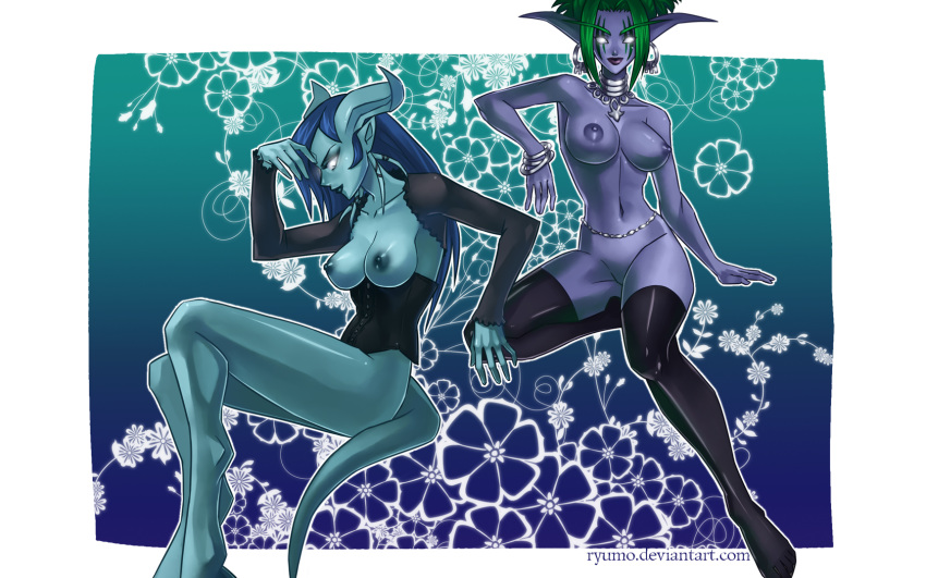 draenei draenei_mage edwina_(camilluscactus) female neryumo night_elf night_elf_druid tagme umara world_of_warcraft