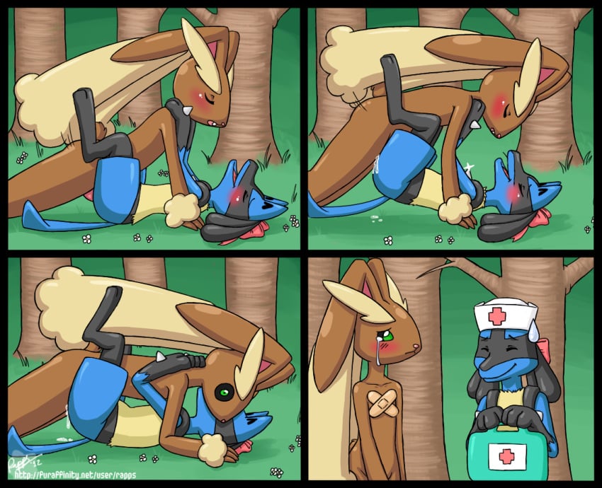 1boy 1girls anthro bandage blush bow canine crying cum cum_inside female female_pokemon femboy femboy_on_female femboydom femsub furry humor lopunny lucario male male/female male/male male_lopunny male_only male_pokemon male_pokemon/female_pokemon maledom nurse penis pokemon pokemon_(species) rabbit rapps sad sex straight