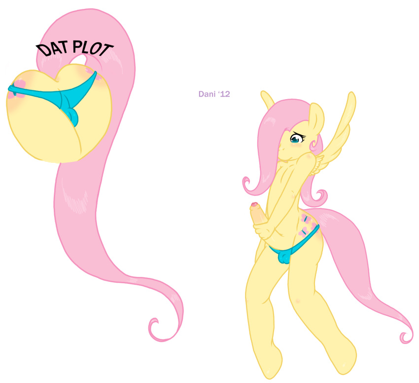 1boy 2012 anthro anus ass balls blue_eyes blush bulge cutie_mark daniruu equine erection fluttershy_(mlp) friendship_is_magic genderswap_(ftm) girly hair horse long_hair long_tail male male_only masturbation my_little_pony panties pegasus penis pink_hair rule_63 skimpy smooth_skin solo trap uncut underwear wings yellow_body