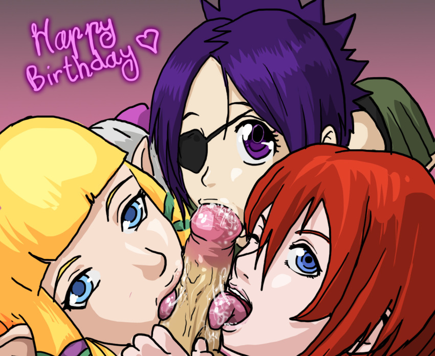 1boy 3girls chrome_dokuro collaborative_fellatio crossover disney eye_contact fellatio female happy_birthday kairi katekyo_hitman_reborn! kingdom_hearts licking_penis mosbles nintendo oral penis pov princess_zelda skyward_sword square_enix the_legend_of_zelda zelda_(skyward_sword)