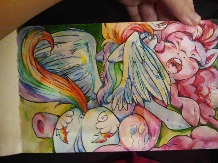 bcs friendship_is_magic marker_(artwork) my_little_pony photo_(medium) pink_hair pinkie_pie_(mlp) pussy rainbow_dash_(mlp) smooth_skin traditional_media_(artwork)