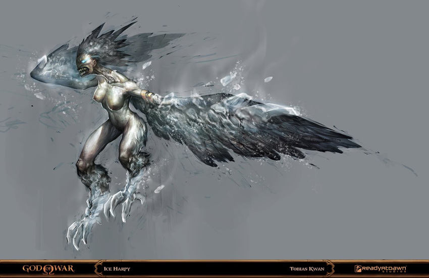 god_of_war greek_mythology harpy ice_harpy monster_girl mythology tagme tobias_kwan wings