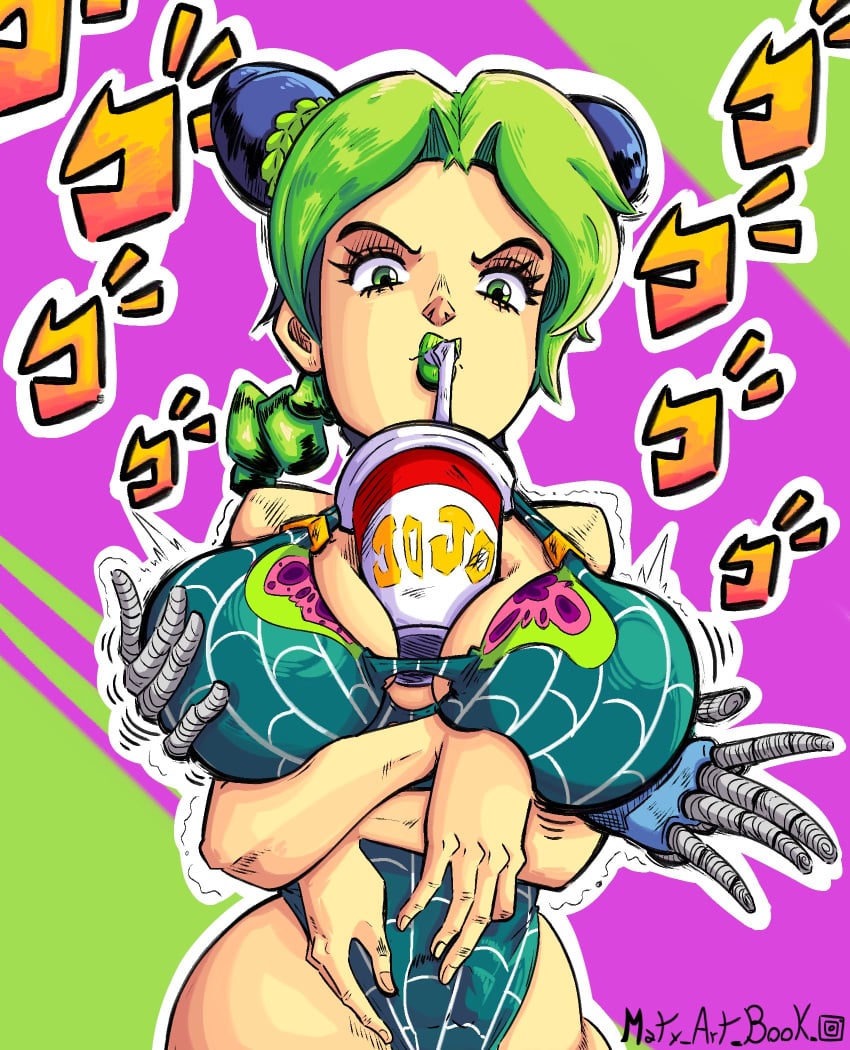 2girls big_breasts corregidormaty drink female female_only groping_breasts jojo's_bizarre_adventure jolyne_kujo multiple_girls stand_(jjba) stone_free stone_ocean tagme