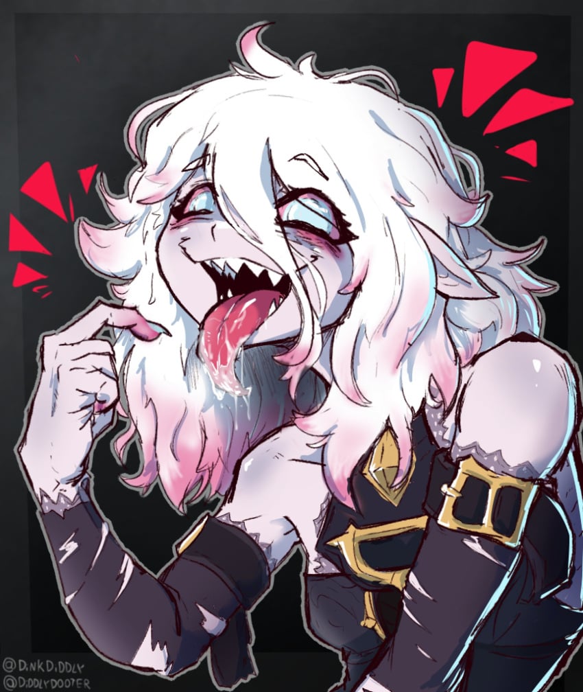 1girls 2023 briar_(league_of_legends) dinkdiddly league_of_legends long_hair long_tongue pink_hair pointy_ears riot_games tongue tongue_out two_tone_hair white_hair