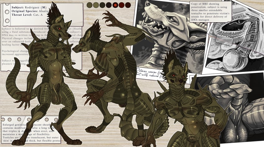 alien body_horror canid canine canis domestic_dog german_shepherd herding_dog hi_res invalid_tag male male_only mammal model_sheet mutation pastoral_dog sil solo species species_(franchise) tentacle