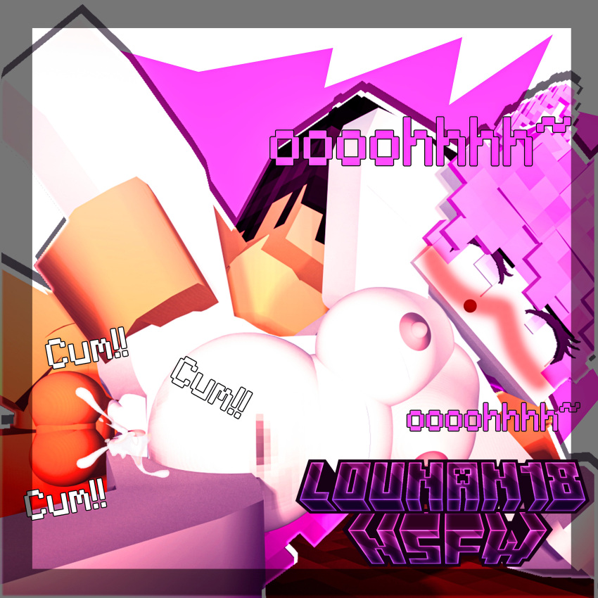 1boy 1girls 3d big_breasts big_penis blush completely_nude completely_nude_female cumflation lounan18 mine-imator minecraft mizuki_(mymizukid) naked penis pink_ears pink_eyes pink_hair pussy pussy_juice sex tagme