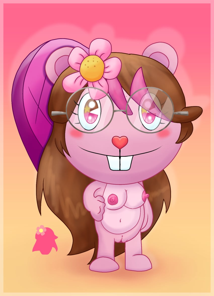 anthro beagothic_(artist) beaver breasts color colored female female_only furaffinity furaffinity_link furaffinity_url glasses happy_tree_friends naked oc original original_character pink_skin pinky_anderson_(character) solo solo_female tagme vagina