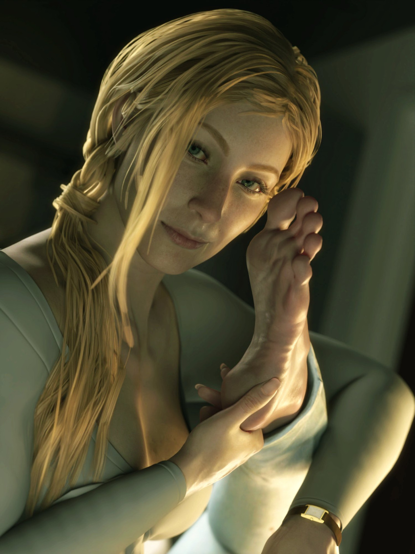 1girls 3d after_hours annette_birkin assertive_female badge barefoot blonde_female blonde_hair blonde_hair_female blue_eyes breasts capcom caucasian_female cleavage clothed clothed_female desk discarded_clothing doctor dominant_female feet feet_focus feet_in_camera feet_on_table feet_up female female_doctor female_focus female_only female_pervert female_scientist flexible foot_fetish foot_focus foot_in_face foot_on_face foot_phone foot_worship holding_foot holding_object holding_own_foot indoors labcoat leg_up legs_up light-skinned_female long_hair male_pov mature_female milf nerdy_female ponytail pov presenting_feet red_nose resident_evil resident_evil_2 resident_evil_2_remake scientist shoes_off shoes_removed soles solo solo_female solo_focus tagme tank_top toes watch wearing_glasses wedding_ring word2