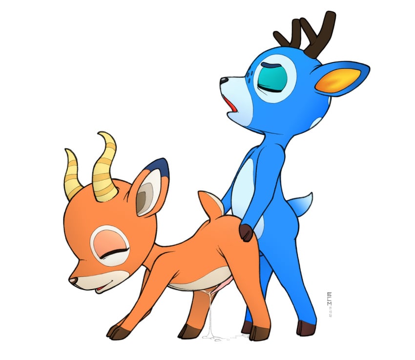 2021 all_fours anal anal_orgasm anal_sex animal_crossing animal_genitalia animal_penis antelope anthro antlers artist_logo balls bam_(animal_crossing) beau_(animal_crossing) biped blue_body blue_fur bodily_fluids bovid brown_hooves cervine_genitalia cervine_penis closed_eyes cum cum_drip cum_string cum_while_penetrated dated deer digital_drawing_(artwork) digital_media_(artwork) dripping duo ecmajor ejaculation erection eyebrows freckles from_behind_position fur genital_fluids genitals hooves horn logo looking_pleasured male male/male mammal multicolored_body multicolored_fur nintendo nude open_mouth orange_body orange_fur orgasm orgasm_face penetration penis raised_tail scut_tail sex short_tail side_view simple_background standing standing_doggystyle standing_sex tail toony two_tone_body two_tone_fur white_background yellow_inner_ear