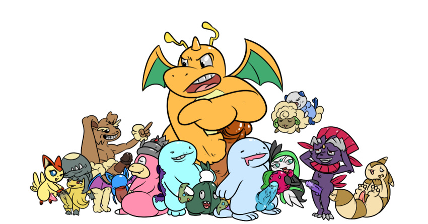 cherubi dragonite furret lopunny mawile meloetta oshawott pokemon pokemon_(species) quagsire quagsire_(artist) slowking trubbish weavile whimsicott zubat