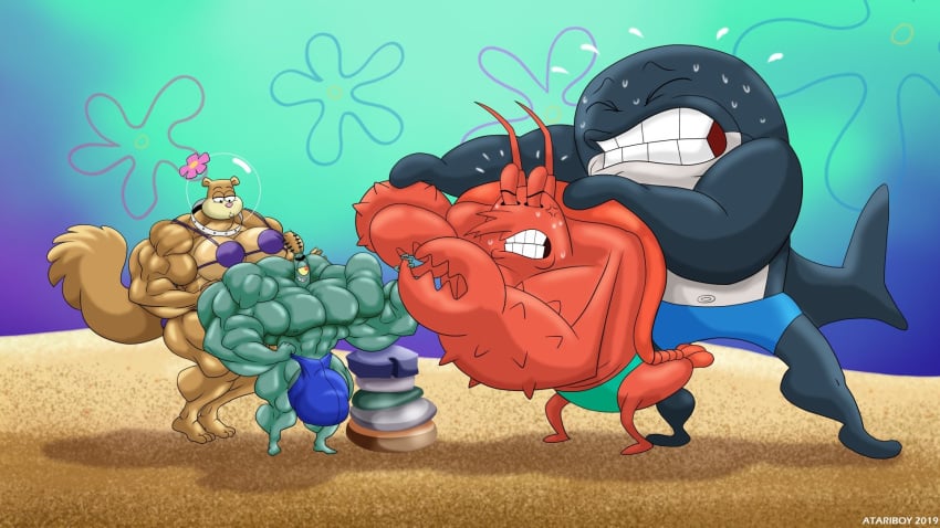 abs atariboy bara barefoot bikini crustacean flower larry_the_lobster lobster male mammal marine muscle_fetish muscular muscular_female muscular_male orca partially_clothed rodent sandy_cheeks sheldon_j._plankton speedo spongebob_squarepants squirrel swimsuit whale