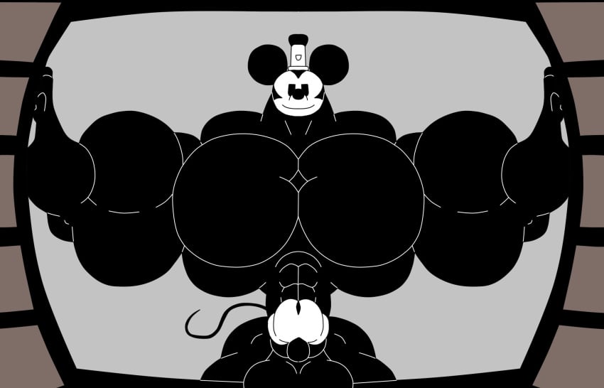 balls disney hyper_muscles looking_at_viewer male_only mickey_mouse mouse muscular muscular_male non-human non-human_only penis public_domain rat steamboat_willie toony wish-granter