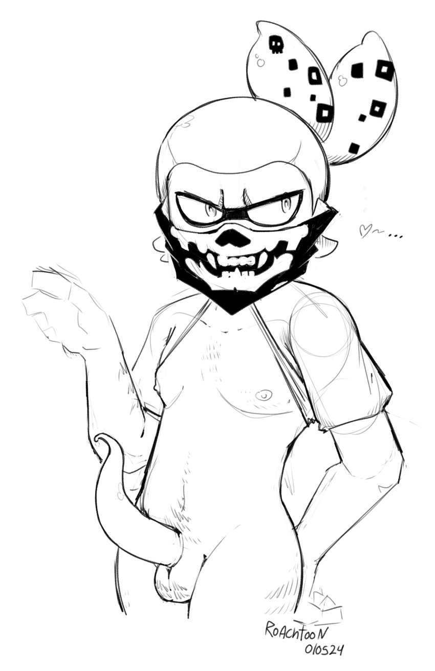 body_hair coroika inkling inkling_boy male male_only mask penis roachtoon shirt_lift skull_(splatoon) splatoon splatoon_(manga) tapering_penis tentacle tentacle_penis