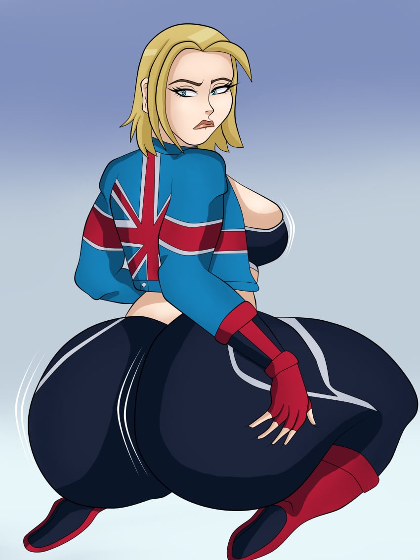 1girls ass ass ass_focus blonde_hair blue_eyes blueartfiend breasts cammy_white giant_ass huge_ass large_ass street_fighter street_fighter_6 tight_clothing tight_fit tight_pants