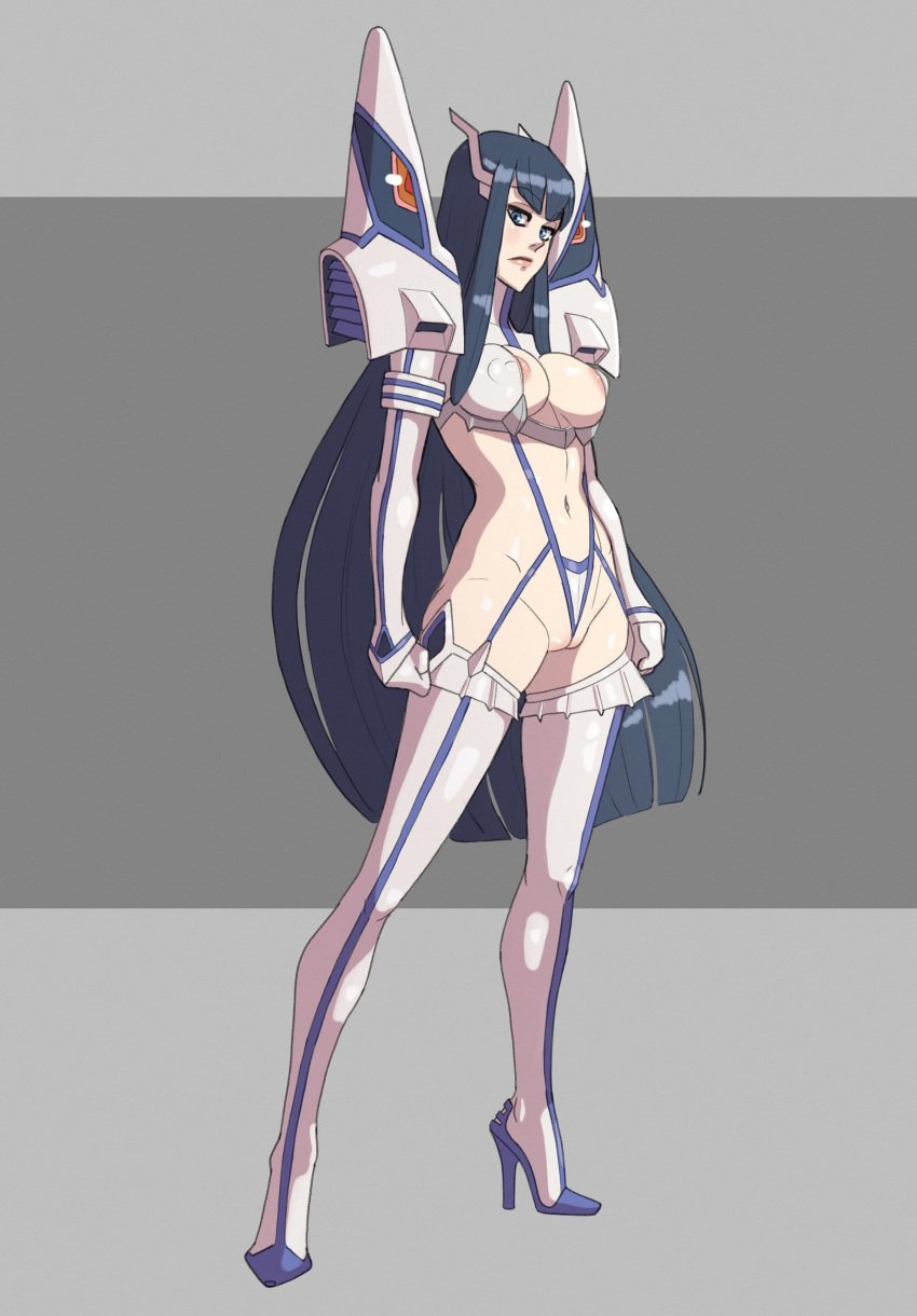 1girls areolae areolae_slip big_breasts black_hair blue_eyes breasts cameltoe cleavage female female_only footwear hair heels high_heel_boots high_heels impossible_clothes junketsu kill_la_kill king0fghouls kiryuuin_satsuki legs legwear lips long_hair skimpy skimpy_clothes solo solo_female stiletto_heels thick_thighs thighhighs thighs very_high_heels white_thighhighs