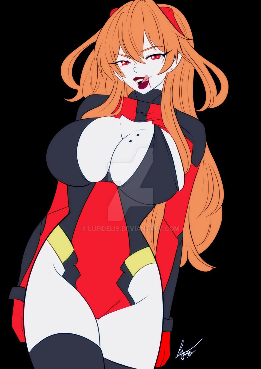 asuka_langley_sohryu cleavage large_ass large_breasts leotard lufidelis neon_genesis_evangelion revealing_clothes thick_thighs vampire wide_hips