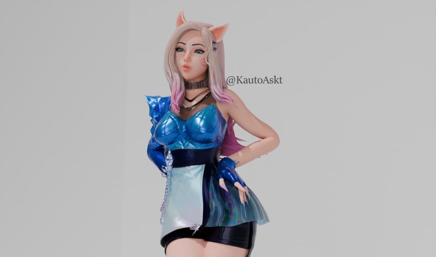 3d 3d_(artwork) ahri k/da_all_out_ahri kautoaskt league_of_legends tagme