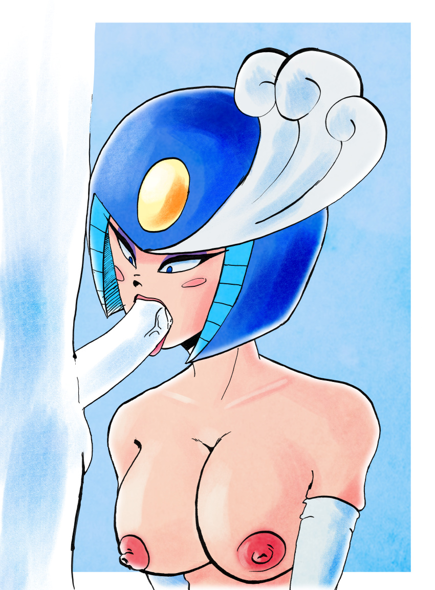 1boy 1girls 2024 2d 2d_(artwork) armor armwear arty_renegate capcom chimera exposed_breasts eyelashes faceless_male fellatio gloves helmet large_breasts mega_man mega_man(classic) mermaid nipples oral oral_penetration oral_sex partially_clothed rockman sex splash_woman