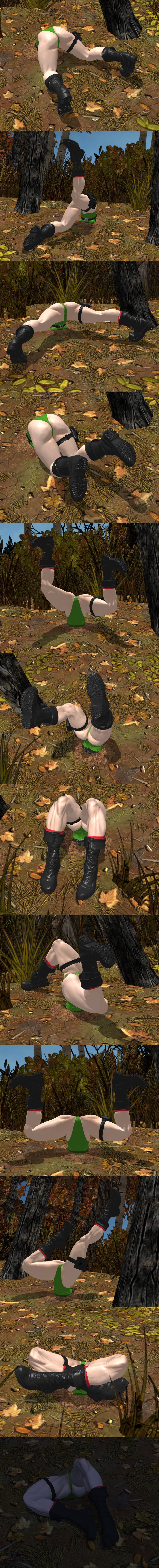 1female 1girls ass ass_up boots buried buried_headfirst cammy_white clothed forest_background legs_crossed legs_spread legs_up lower_body mlgdoe street_fighter struggling_to_get_out stuck stuck_in_floor xnalara