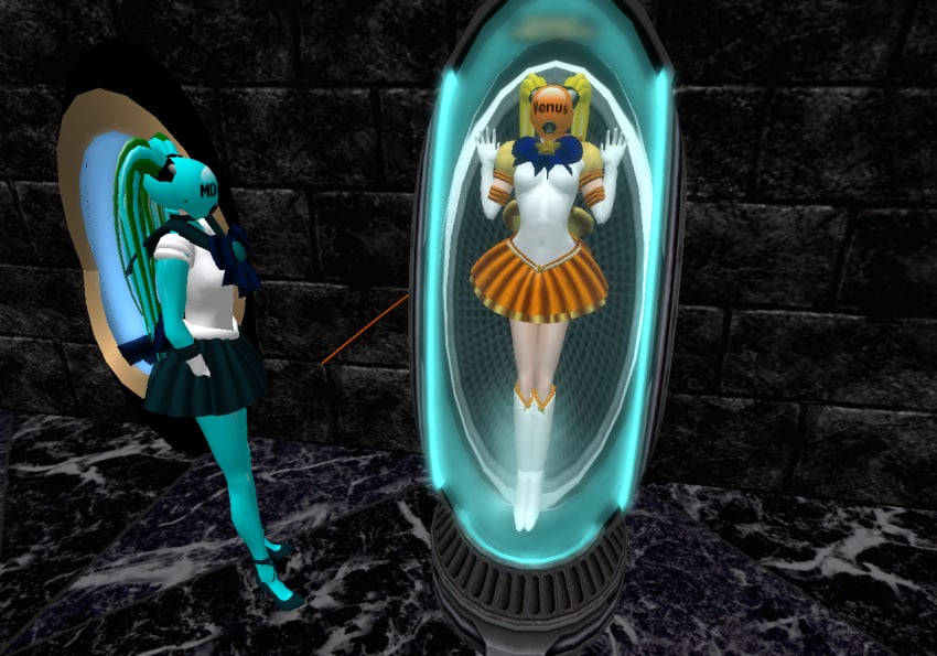 bishoujo_senshi_sailor_moon clothing doll dollification identity_death implied_transformation large_ass large_breasts latex latex_transformation michiru_kaiou minako_aino post_transformation sailor_neptune sailor_venus sex_doll sex_doll_transformation skin_color_change skirt small_breasts thick_thighs transformation wide_hips zoe-the-pink-ranger