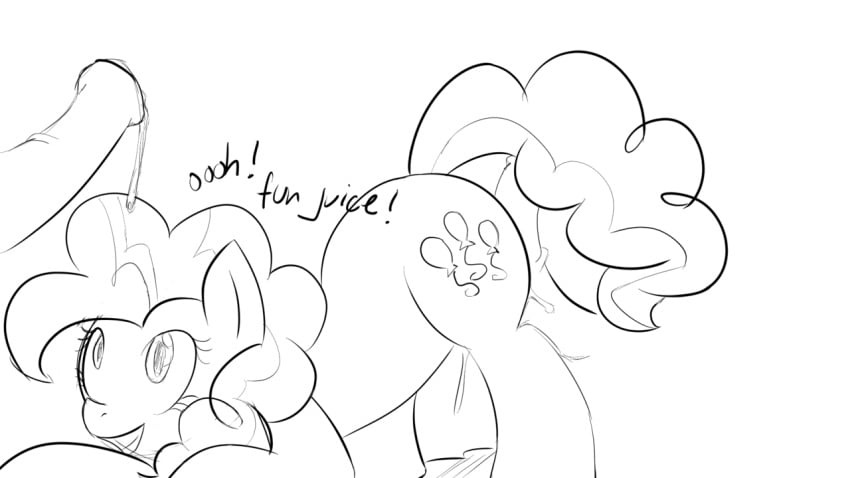 cutie_mark earth_pony equine female feral friendship_is_magic fur haiku male mammal monochrome my_little_pony nude penis pinkie_pie_(mlp) pony side_view straight tagme tail