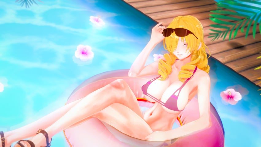 1girls 3d artist_request big_breasts bikini blonde_hair blue_eyes breasts busty cleavage crossed_legs drill_hair feet female female_only hair_over_one_eye large_breasts legs looking_at_viewer navel oriana_thompson pool purple_bikini seductive seductive_smile sensual smile solo sunglasses sunglasses_on_head swimsuit tagme_(artist) thighs to_aru_majutsu_no_index water