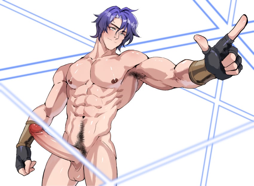 1boy abs armpit armpit_hair balls ballsack big_penis dr._ratio_(honkai:_star_rail) erect_penis erection gloves gloves_only happy_trail honkai:_star_rail honkai_(series) jackray85674939 long_penis loser_gesture male male_only naked naked_male nipples nude nude_male pubic_hair smile solo solo_male