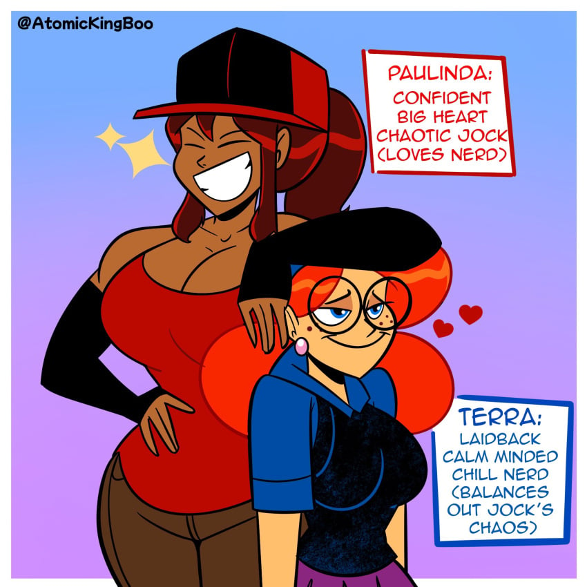 2girls artist_name ass athletic athletic_female atomickingboo big_ass big_breasts big_butt bottom_heavy breasts brown-skinned_female brown_body brown_hair brown_skin busty chest curvaceous curvy curvy_figure dark-skinned_female dark_hair dark_skin digital_drawing_(artwork) digital_media_(artwork) eyebrows eyelashes eyes female female_focus fit fit_female freckles hair hips hourglass_figure huge_ass huge_breasts human large_ass large_breasts legs lips long_hair mature mature_female original original_character original_characters paulinda_sherwoods red_hair slim slim_waist terra_mandrile thick thick_hips thick_legs thick_thighs thighs upper_body voluptuous waist watermark wide_hips yuri