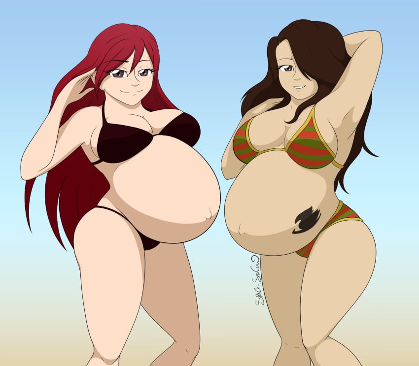 big_breasts cana_alberona erza_scarlet fairy_tail pregnant pregnant_female spaceseacow tattoo