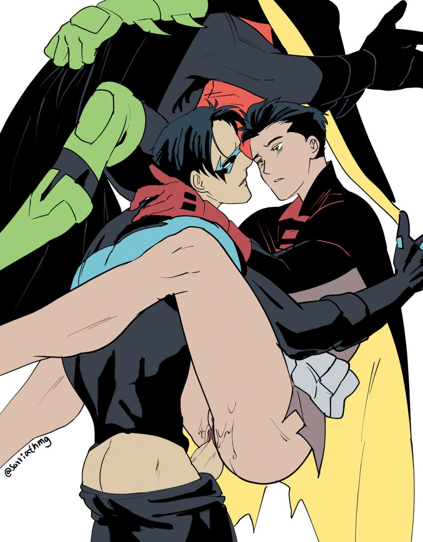 1boy 1maleherm balls cuntboy damian_wayne dc dc_comics dick_grayson duo duo_focus full-package_cuntboy genderswap genderswap_(mti) herm hermaphrodite human intersex male maleherm multi_genitalia muscular muscular_male muscular_maleherm nightwing penis pussy robin_(damian_wayne) robin_(dc) sarriathmg vaginal_penetration vaginal_sex yaoi