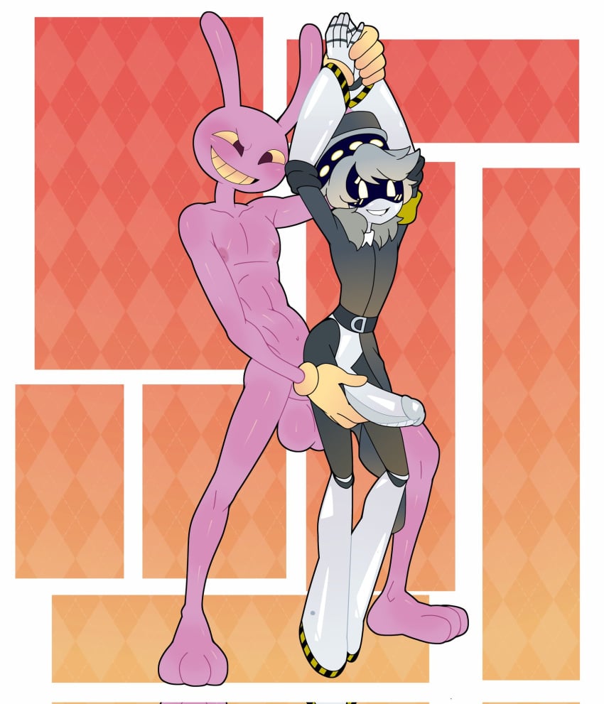 2024 2boys blush bunny_boy bunny_ears commission crossover definetelyyuu gay gay_sex glitch_productions iamyuu jax_(the_amazing_digital_circus) murder_drones n_(murder_drones) robot the_amazing_digital_circus voice_actor_connection yaoi yuunsfw