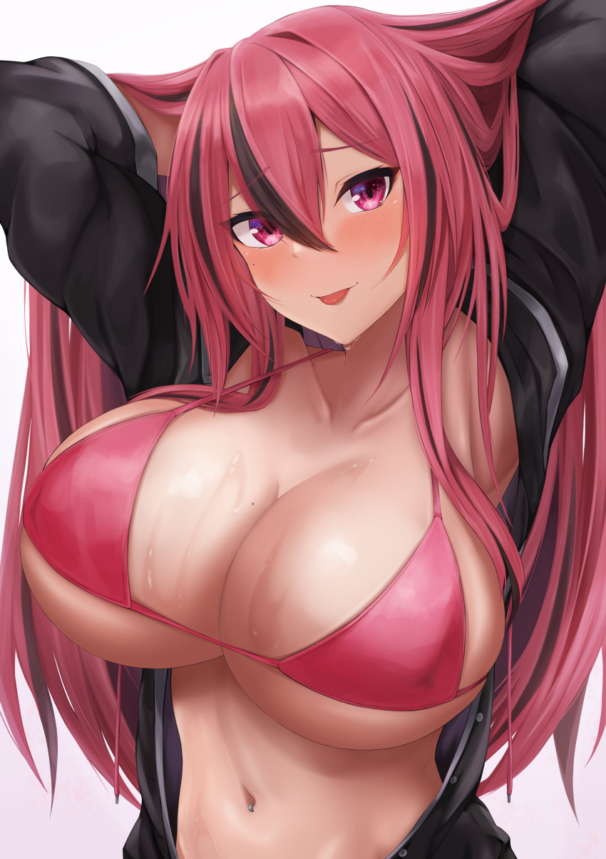 1girls azur_lane bikini_top breasts bremerton_(azur_lane) female hi_res huge_breasts light-skinned_female light_skin long_hair massive_breasts pink_eyes pink_hair ryara_vivi