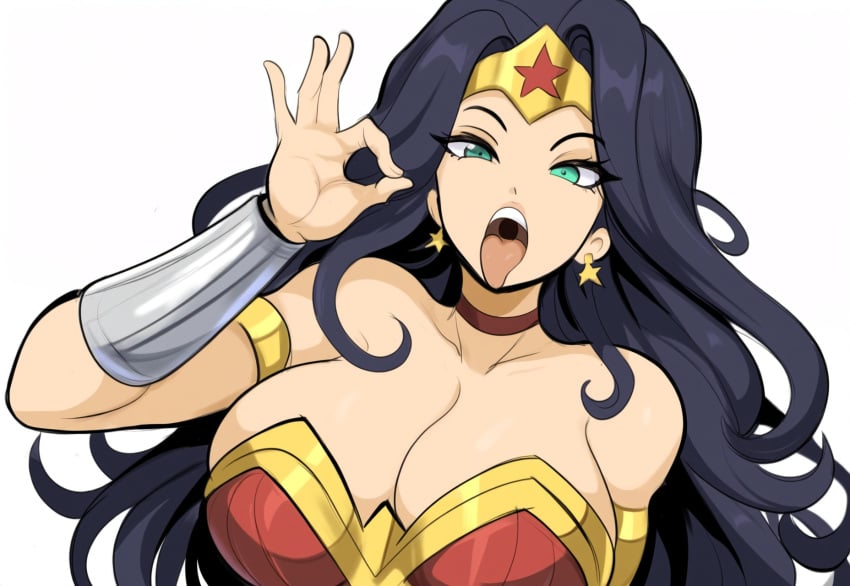 1girls 2024 2d 2d_(artwork) ai_generated amazon amazonian black_hair dc dc_comics diana_prince facing_viewer fellatio_gesture female inviting_to_sex large_breasts looking_at_viewer mullon novelai open_mouth solo suggestive suggestive_gesture superheroine tongue wonder_woman wonder_woman_(series)